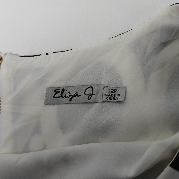 Eliza J Geometric Color Block Black White Sheath Knee Lenghth Dress 12p - Picture 6 of 7